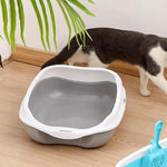 Semi Enclosed Cat Little Box with High Side Bedpan Potty Toilet for Small Pets Indoor Cats Little Tray Kitty Litter Pan Shovel - Fortunato Store