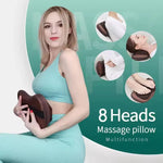 Car Home Head Massager Cervical Shiatsu Massage Neck Back Waist Body Electric Multifunctional Massage Pillow Cushion - Fortunato Store