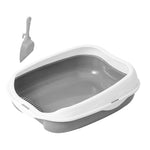 Semi Enclosed Cat Little Box with High Side Bedpan Potty Toilet for Small Pets Indoor Cats Little Tray Kitty Litter Pan Shovel - Fortunato Store