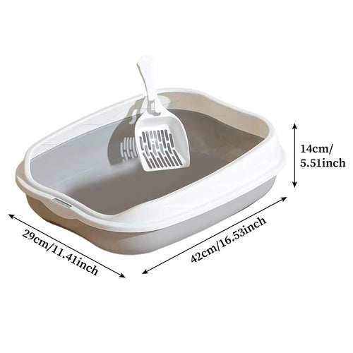 Semi Enclosed Cat Little Box with High Side Bedpan Potty Toilet for Small Pets Indoor Cats Little Tray Kitty Litter Pan Shovel